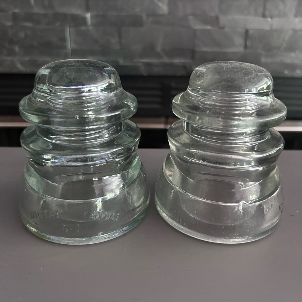 Pair of Whitall Tatum Vintage Glass Insulators